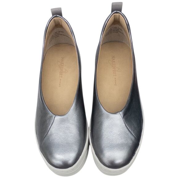 Naked Feet Regime Platform Slip-On Sneaker Women's 7.5 Silver Pewter - Picture 4 of 8